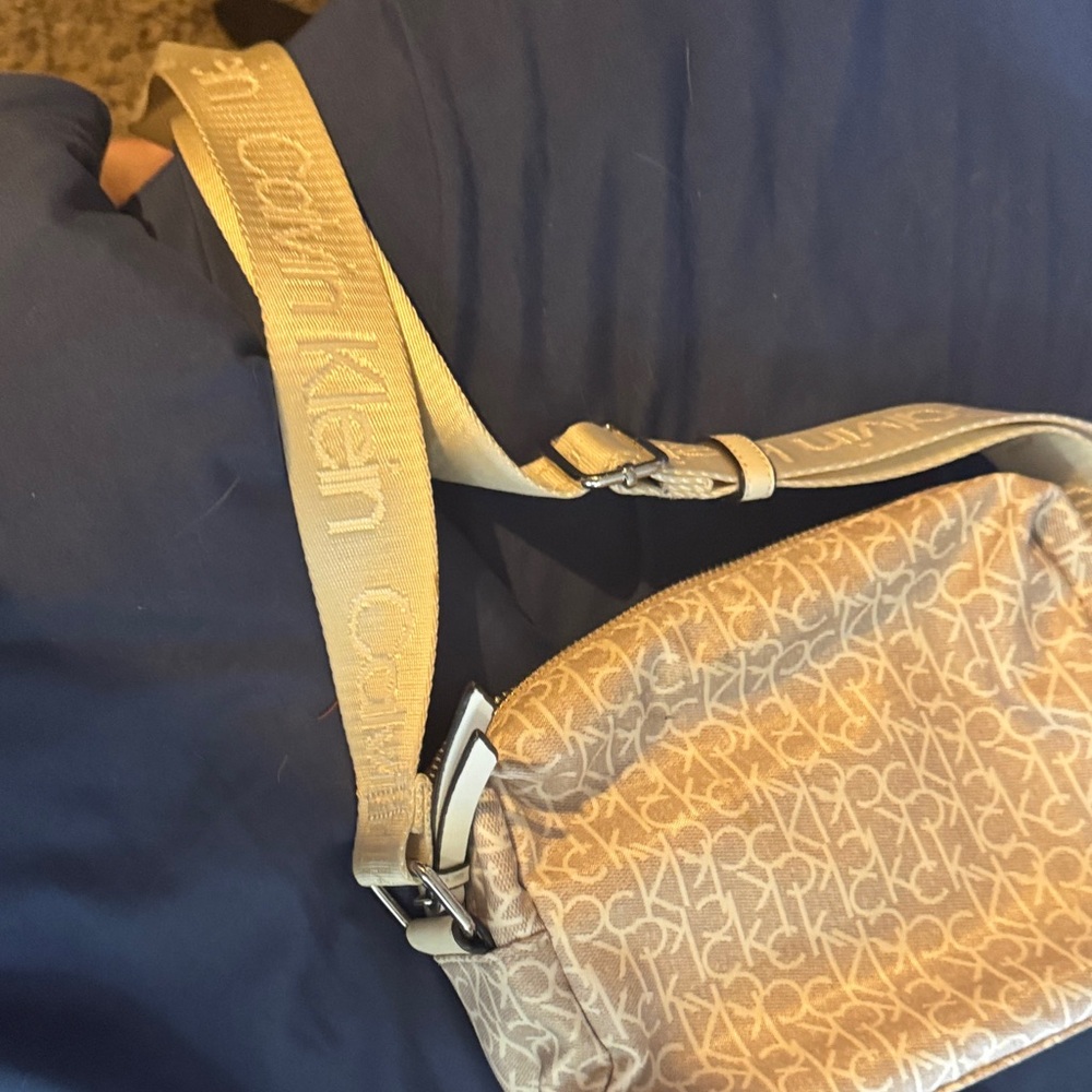 Calvin Klein Beige Monogram Crossbody Bag
